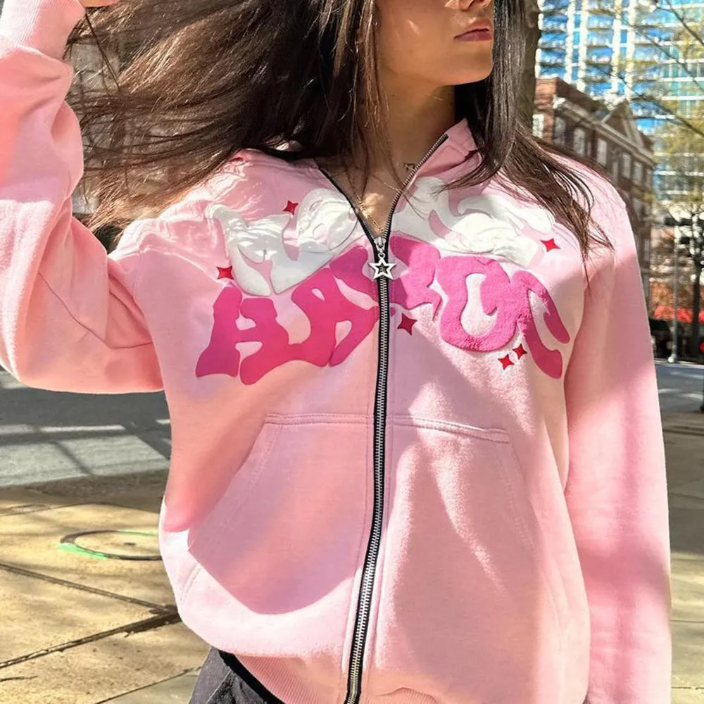 Chictango Zip Up Letters Hoodie