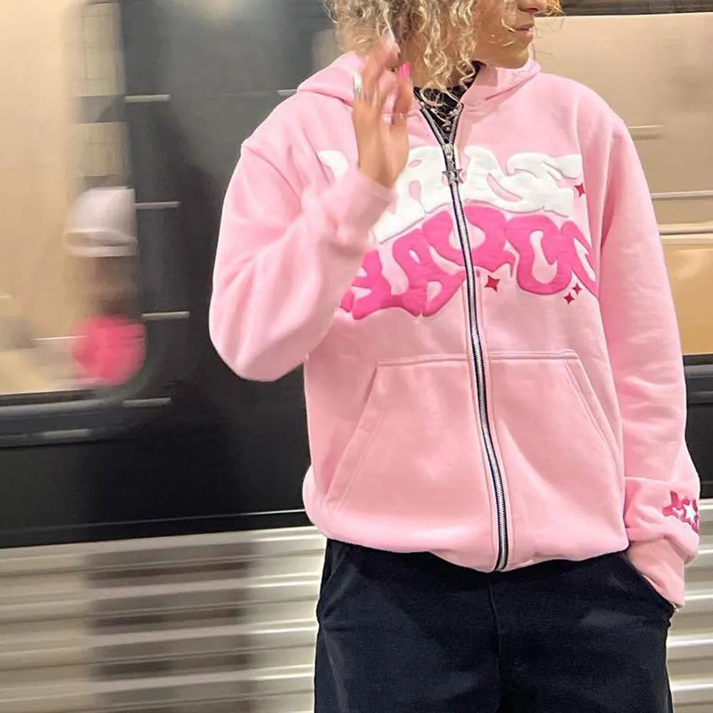 Chictango Zip Up Letters Hoodie