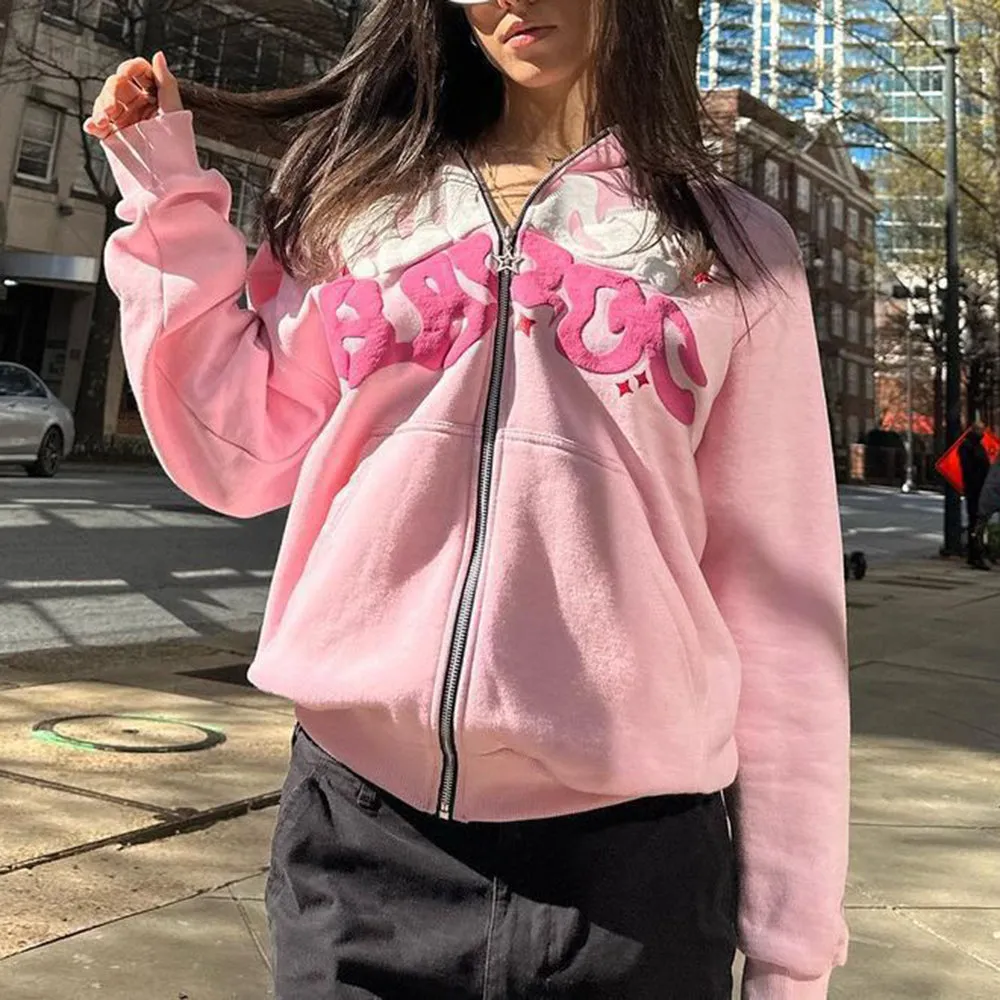 Chictango Zip Up Letters Hoodie