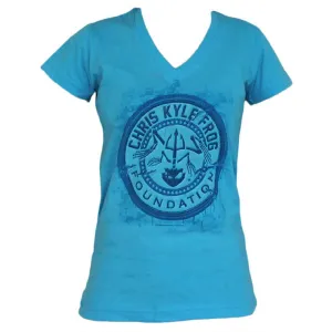 Chris Kyle Frog Foundation Patriot Patch AQUA V-Neck Women's T-Shirt