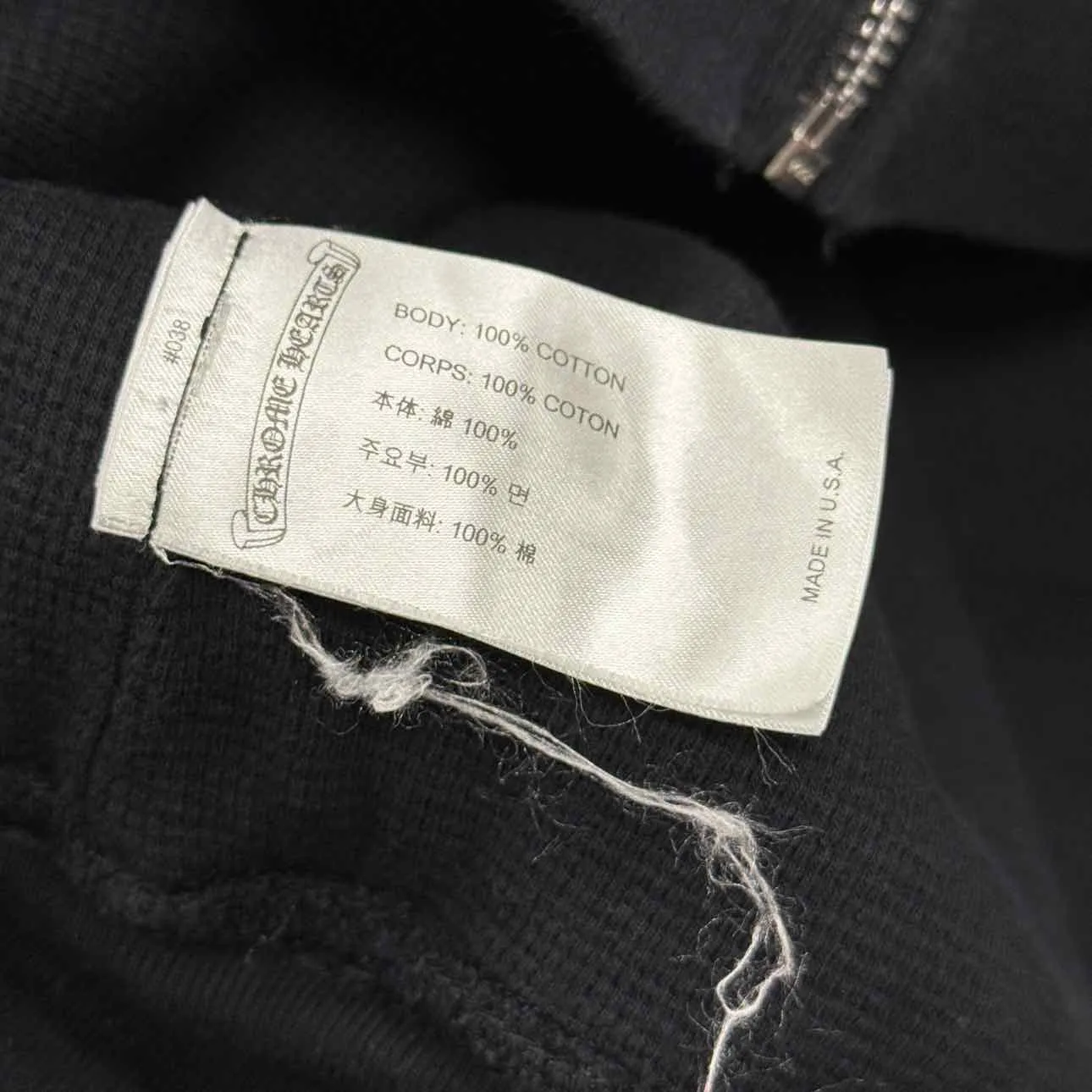 Chrome Hearts Zip Up "MALIBU" Black Used Size 2XL