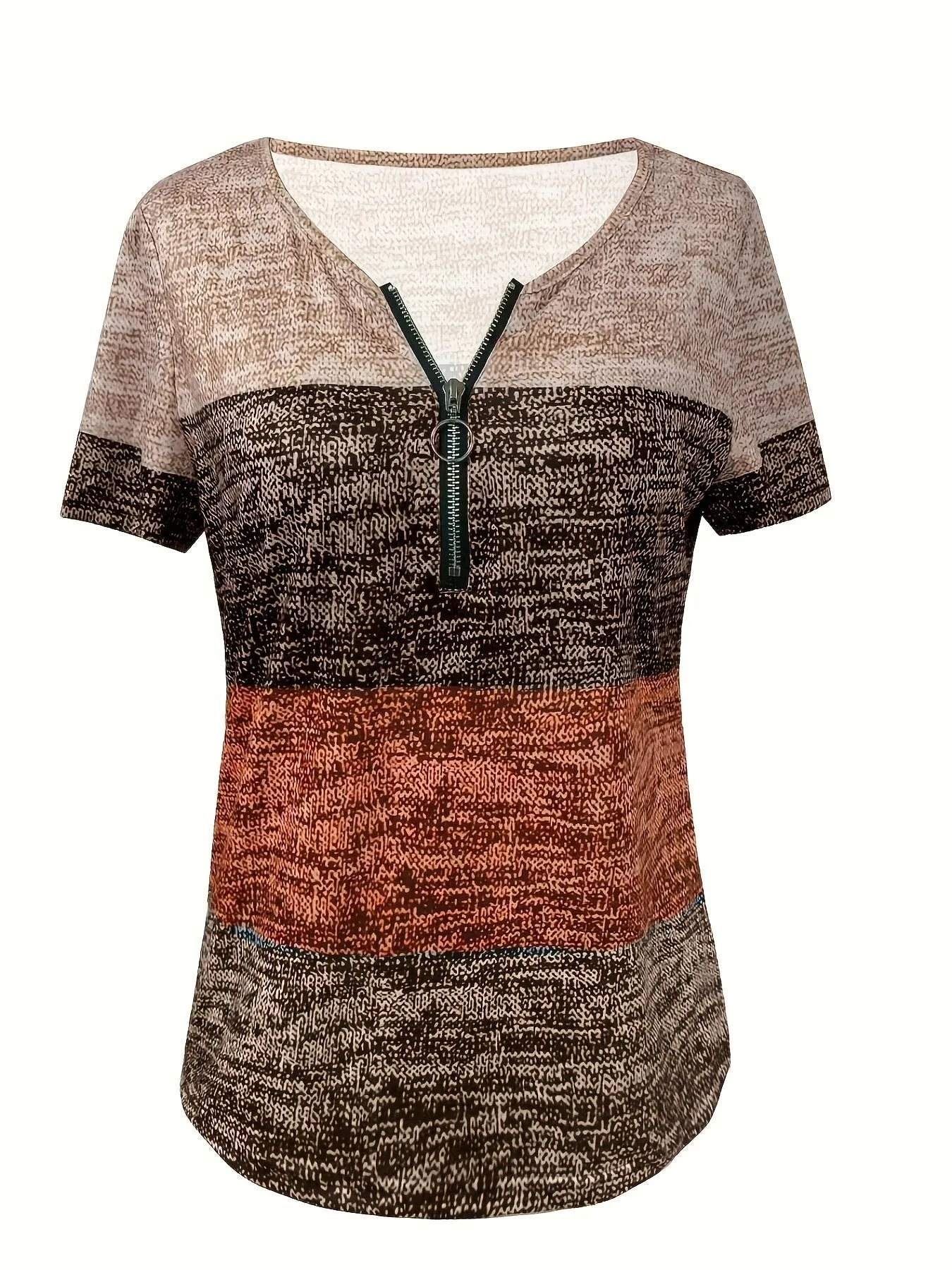 Cibeles® | Stylish V-Neck T-Shirt With A Geometric Pattern