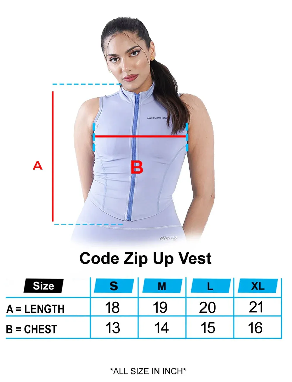 Code Zip Up Vest - Sky Blue