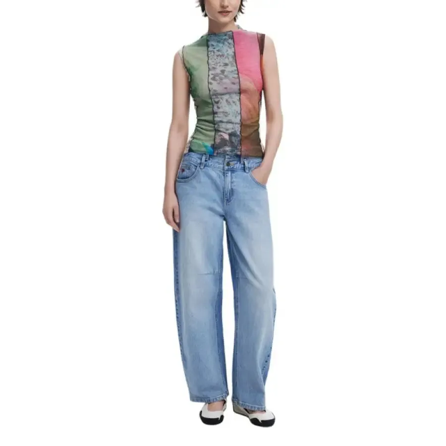 Colorful Patchwork Mesh Top