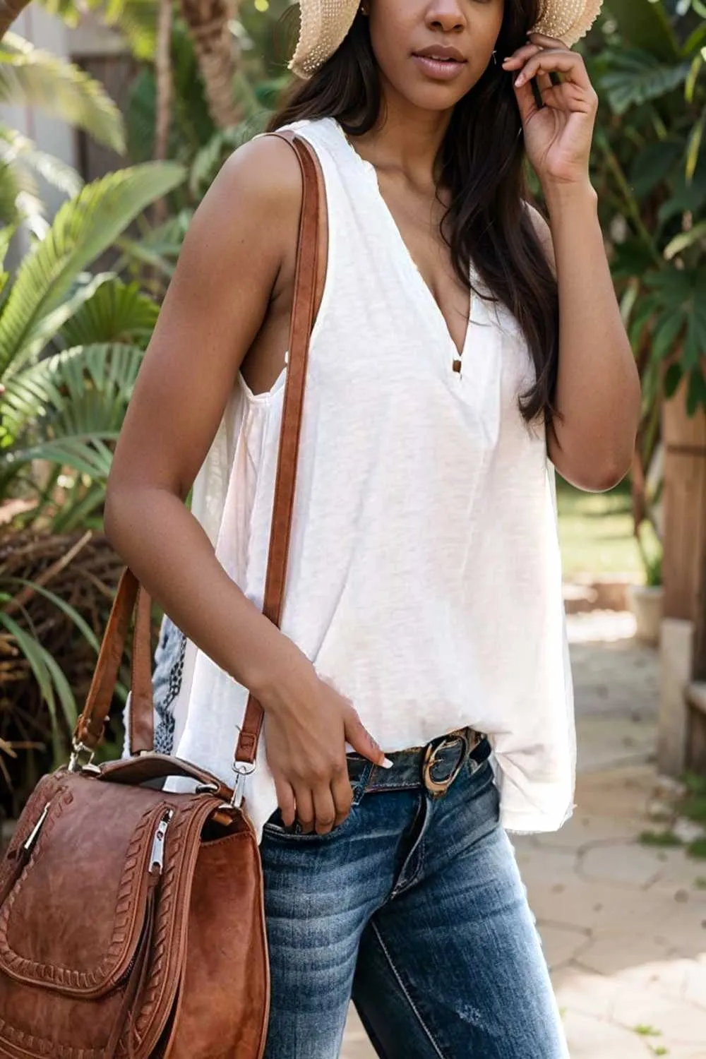 comfort sleeveless v neck tank top in solid colors