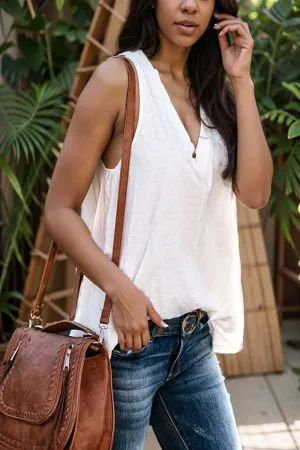 comfort sleeveless v neck tank top in solid colors