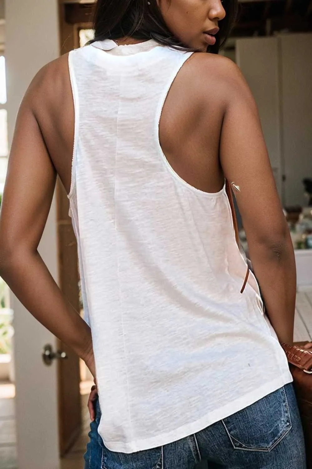 comfort sleeveless v neck tank top in solid colors