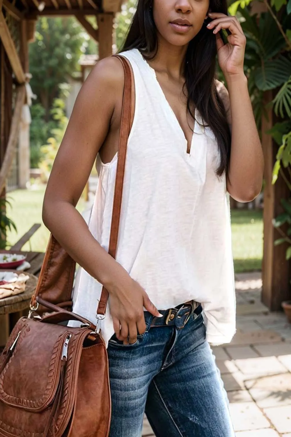 comfort sleeveless v neck tank top in solid colors