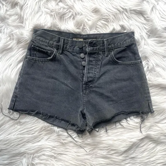 COPY - NWOT GRLFRND Women’s 24 High Rise Cut Off Denim Gray Jean Shorts Slit Th…