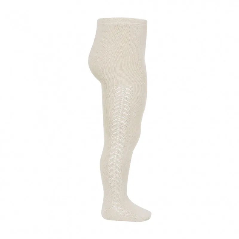 Cotton Side Openwork Tights | Linen | Last Sizes