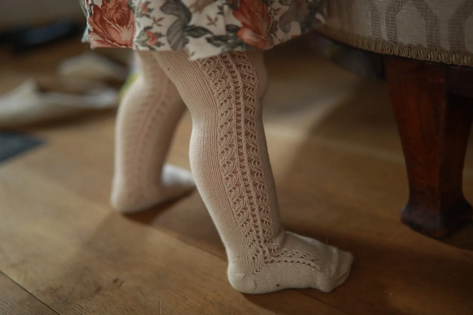 Cotton Side Openwork Tights | Linen | Last Sizes