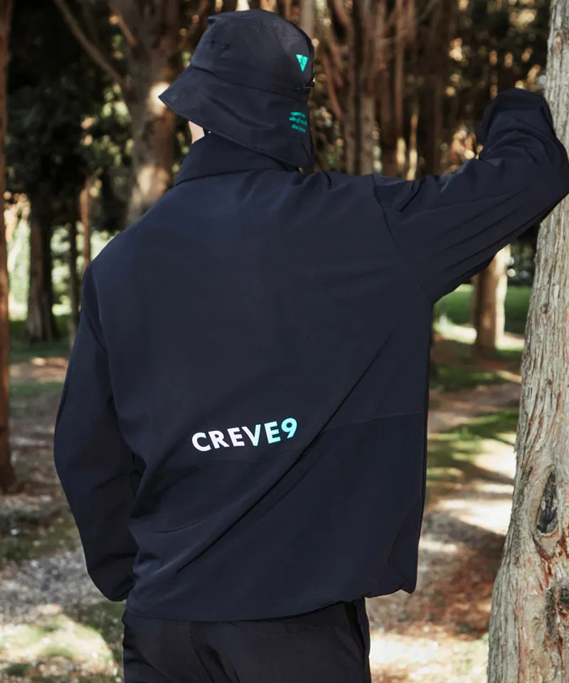 CREVE NINE: Men's Hooded Anorak Windbreaker - Black
