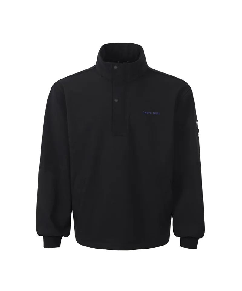 CREVE NINE: Men's Hooded Anorak Windbreaker - Black