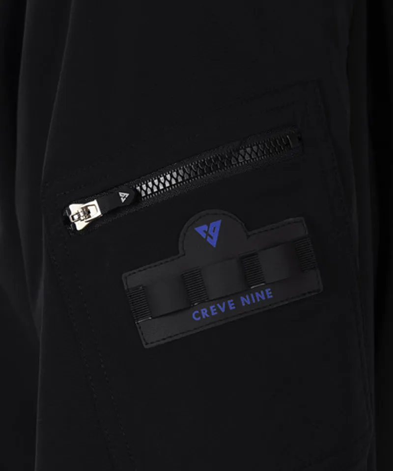 CREVE NINE: Men's Hooded Anorak Windbreaker - Black