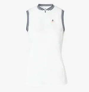 Cross Women's NOSTALGIA Sleeveless Polo - WHITE / NAVY TRIM