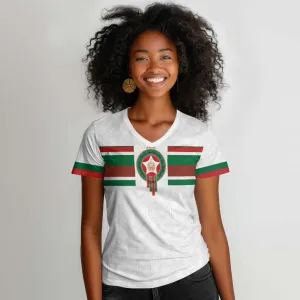 Custom Moroccan Football Women V-Neck T-Shirt The Hunt of Atlas Lions LT03
