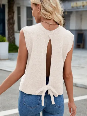 Cutout Round Neck Sleeveless Top