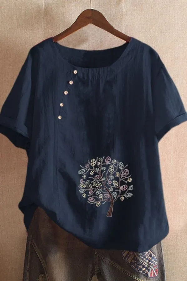 Dandalion Printing Round Neck T-shirt