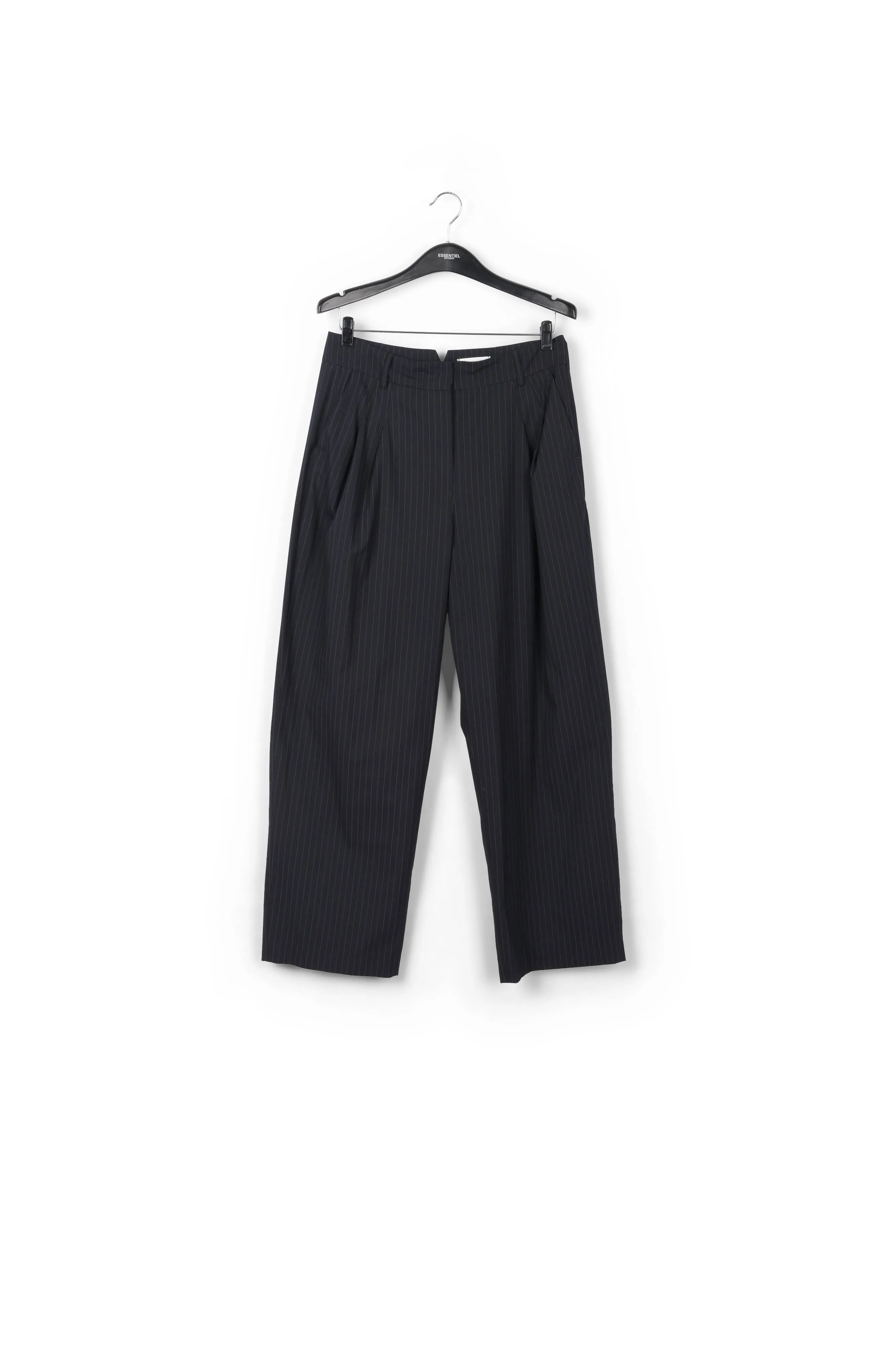 Dark blue pinstriped tailored pants
