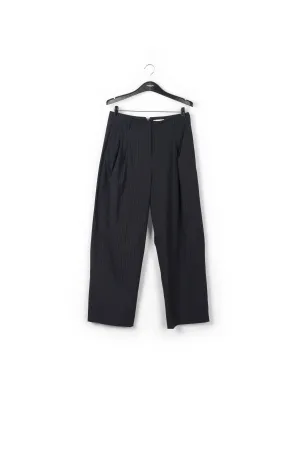 Dark blue pinstriped tailored pants