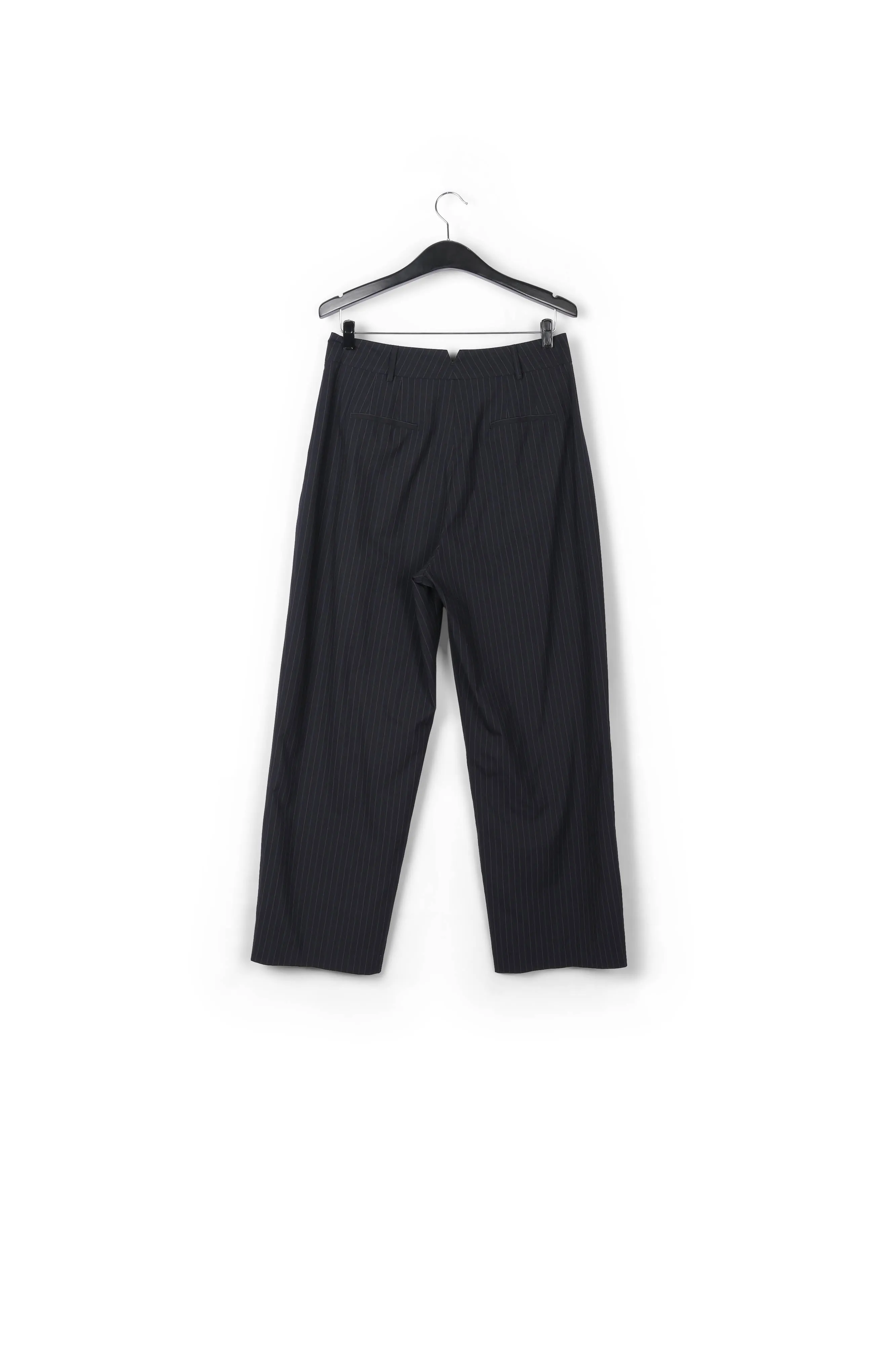 Dark blue pinstriped tailored pants