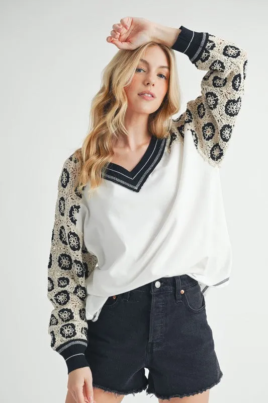 Deina Crochet Sleeve Tee