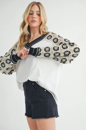 Deina Crochet Sleeve Tee