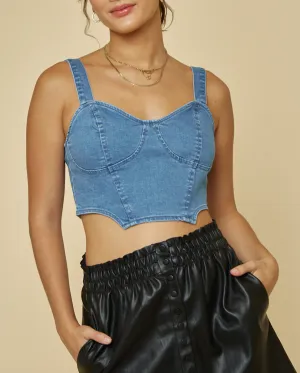 Denim Boustier Crop Top