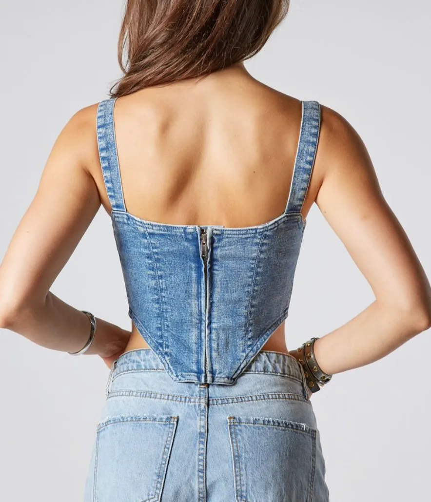 Denim Corset Crop Top