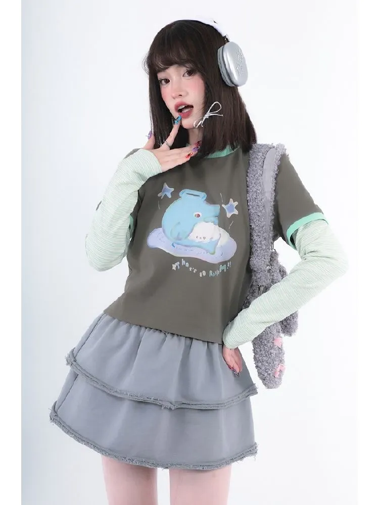 Detachable Gray Long Short Sweatshirt Dresses【s0000005717】