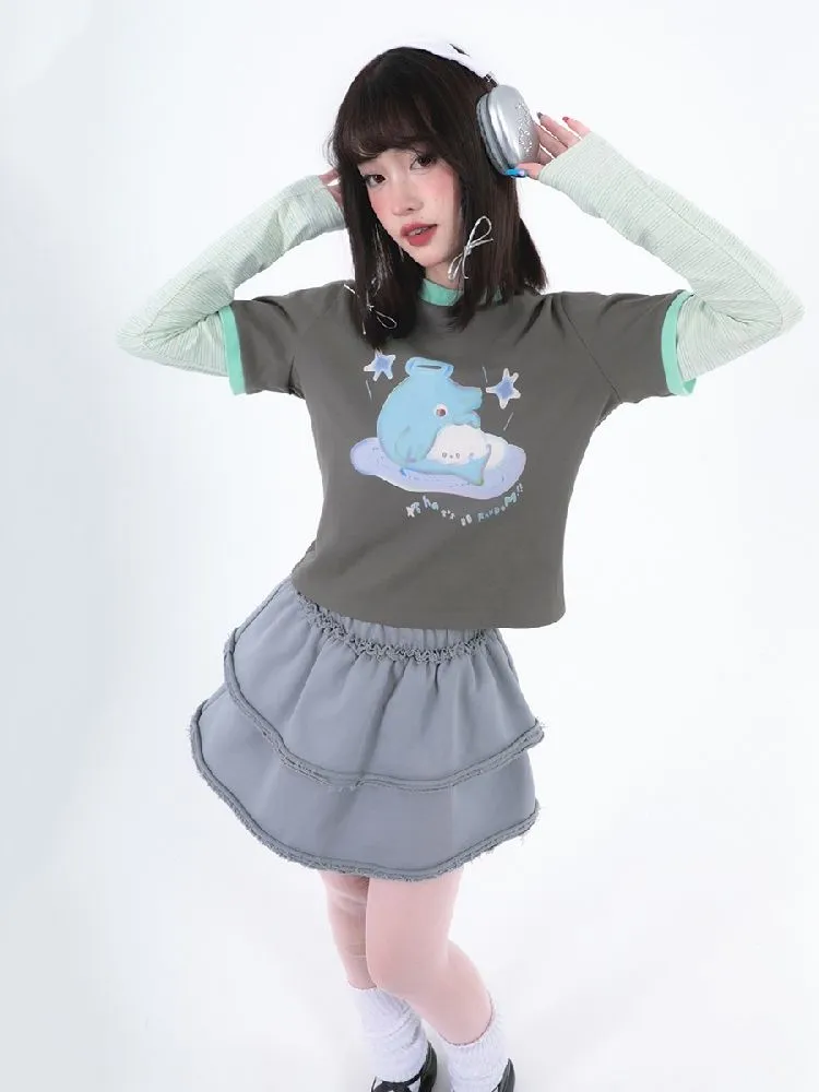 Detachable Gray Long Short Sweatshirt Dresses【s0000005717】