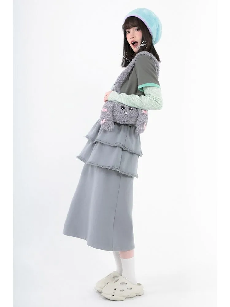Detachable Gray Long Short Sweatshirt Dresses【s0000005717】