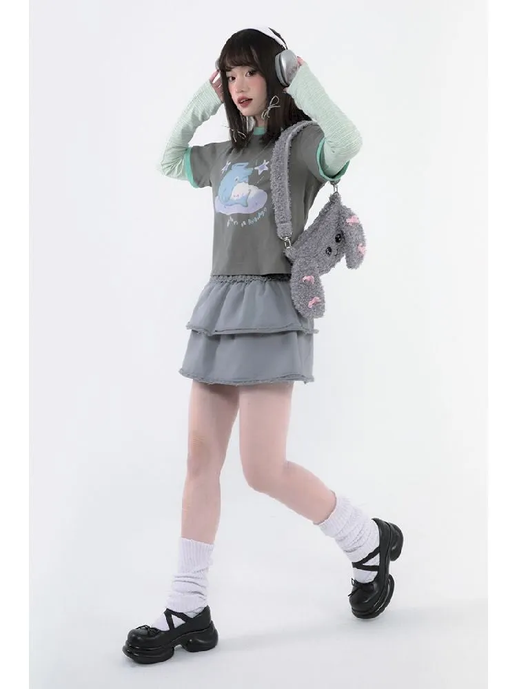 Detachable Gray Long Short Sweatshirt Dresses【s0000005717】