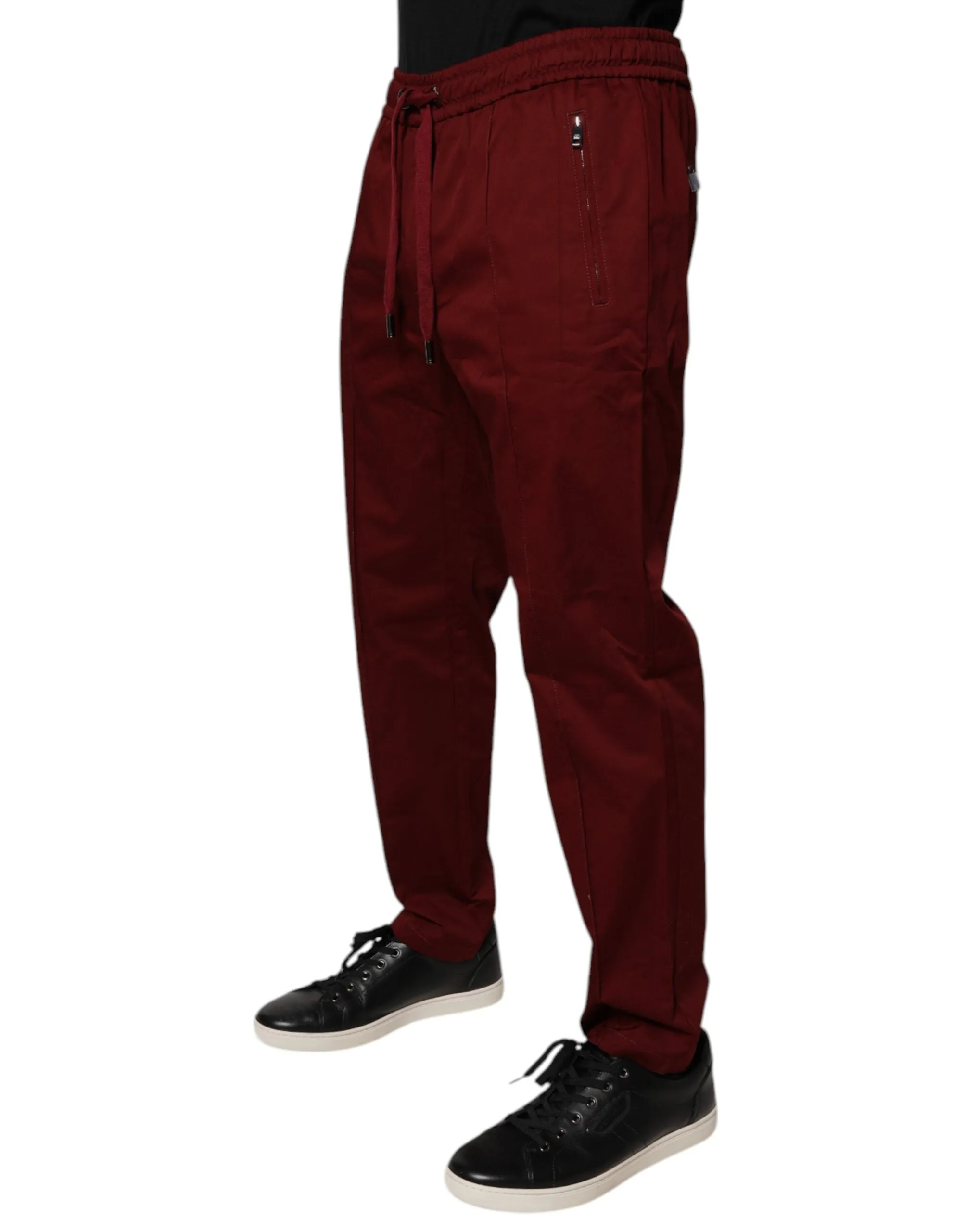 Dolce & Gabbana Bordeaux Cotton Men Jogger Sweatpants Pants