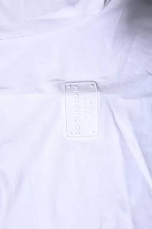 Dolce & Gabbana White Logo Plaque Cotton Crew Neck T-shirt
