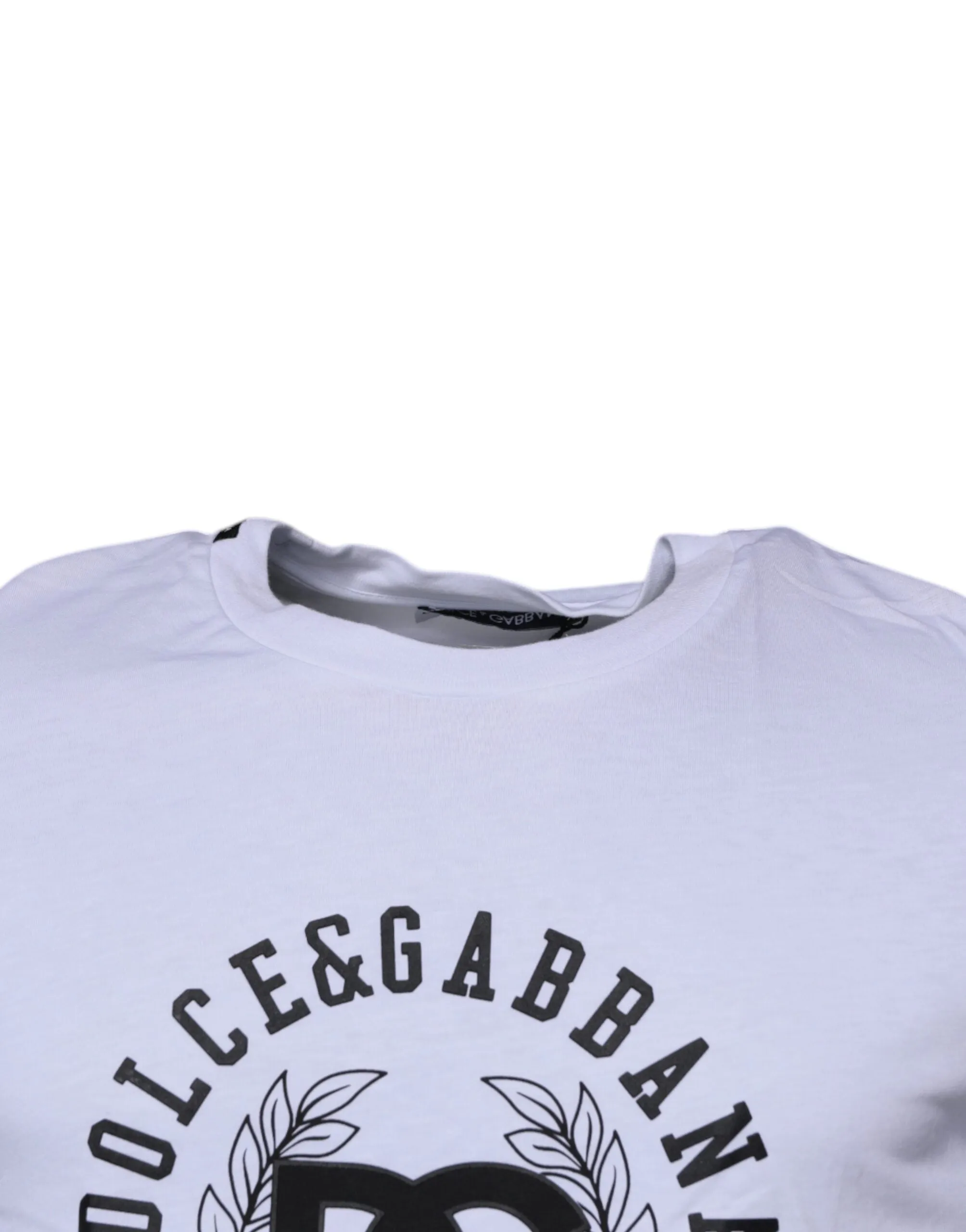 Dolce & Gabbana White Logo Print Cotton Crew Neck T-shirt