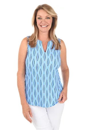 Dot Your Eyes UPF50  Split Neck Sleeveless Top