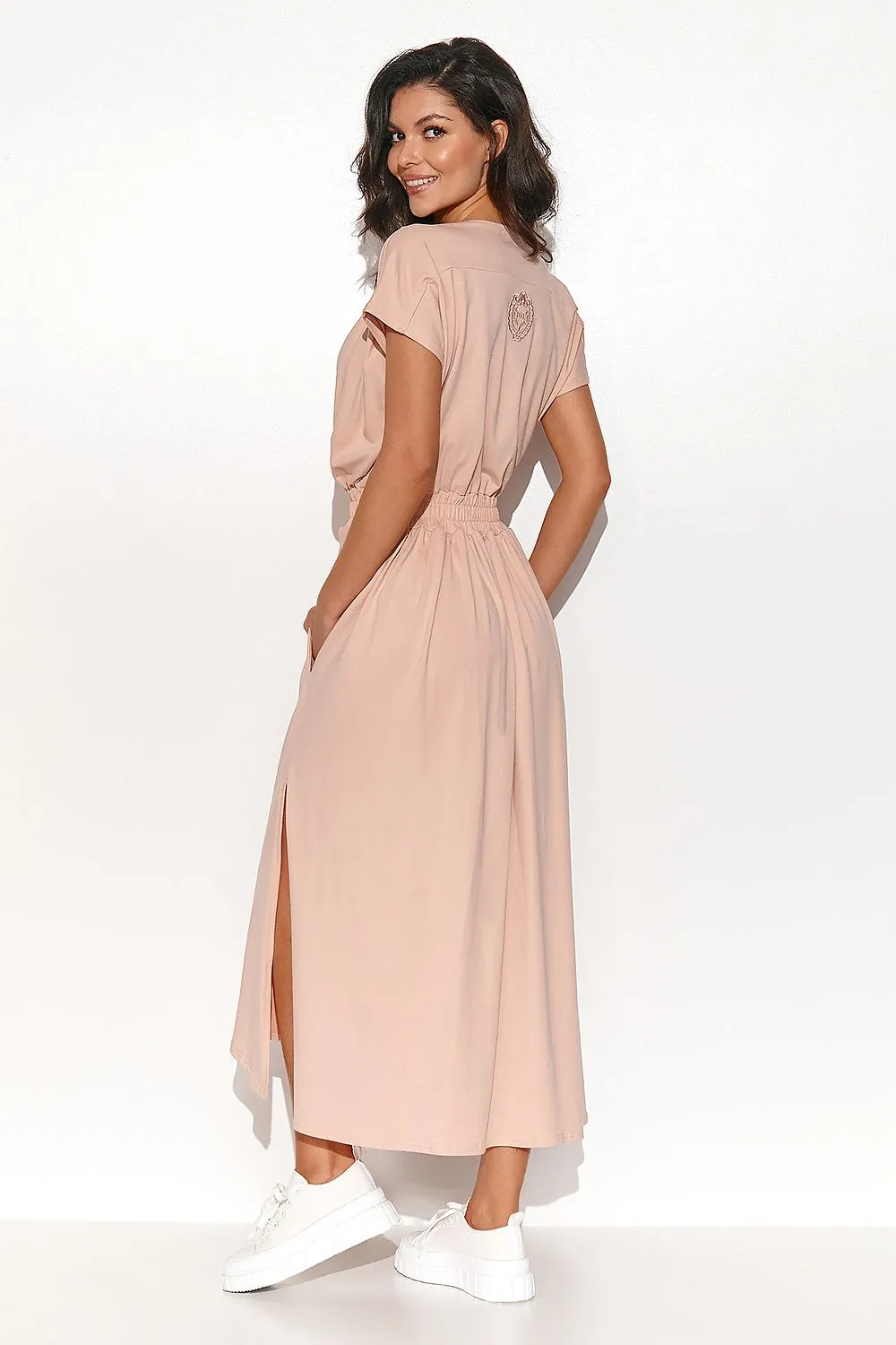 Draped Asymmetrical Midi Dress