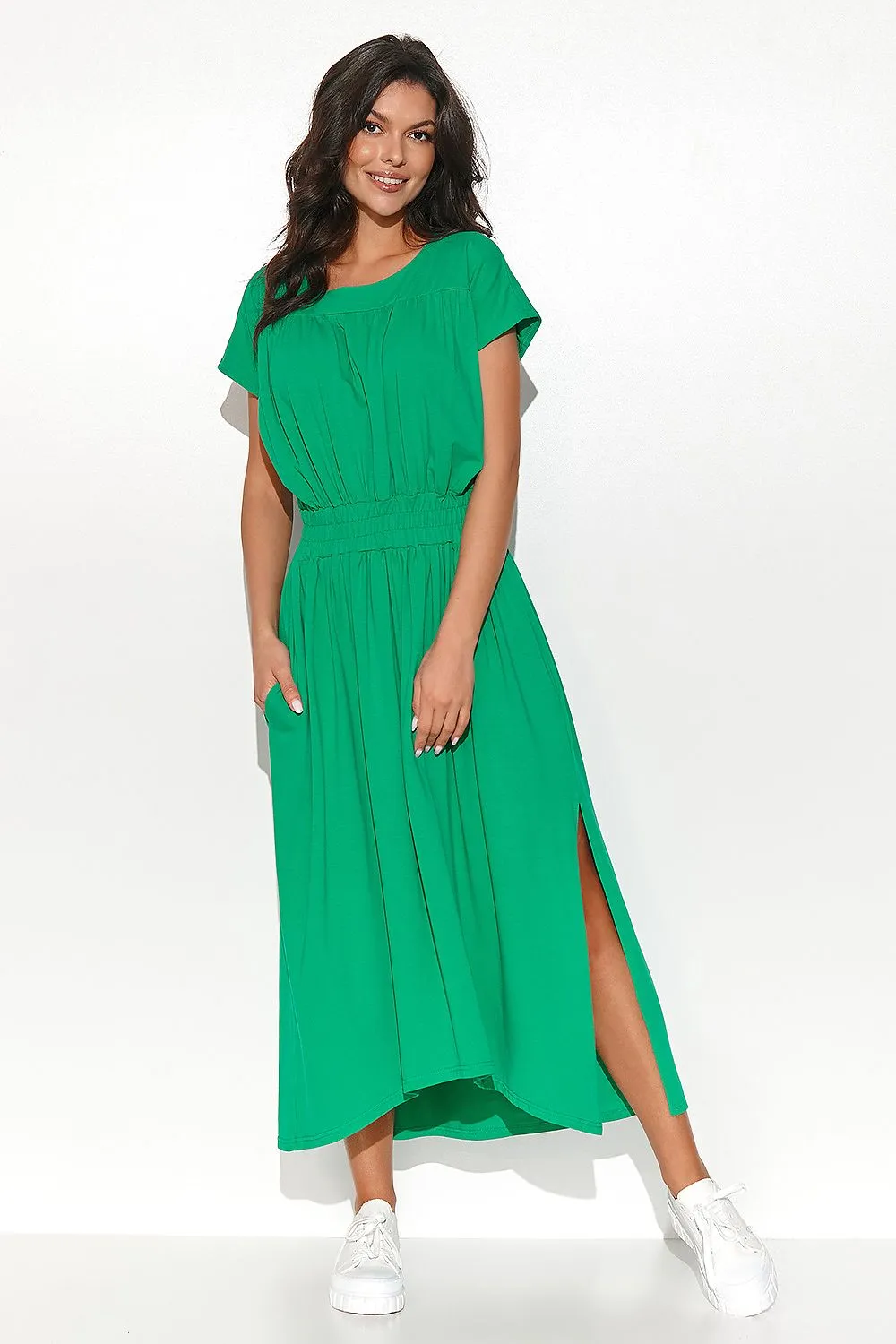 Draped Asymmetrical Midi Dress