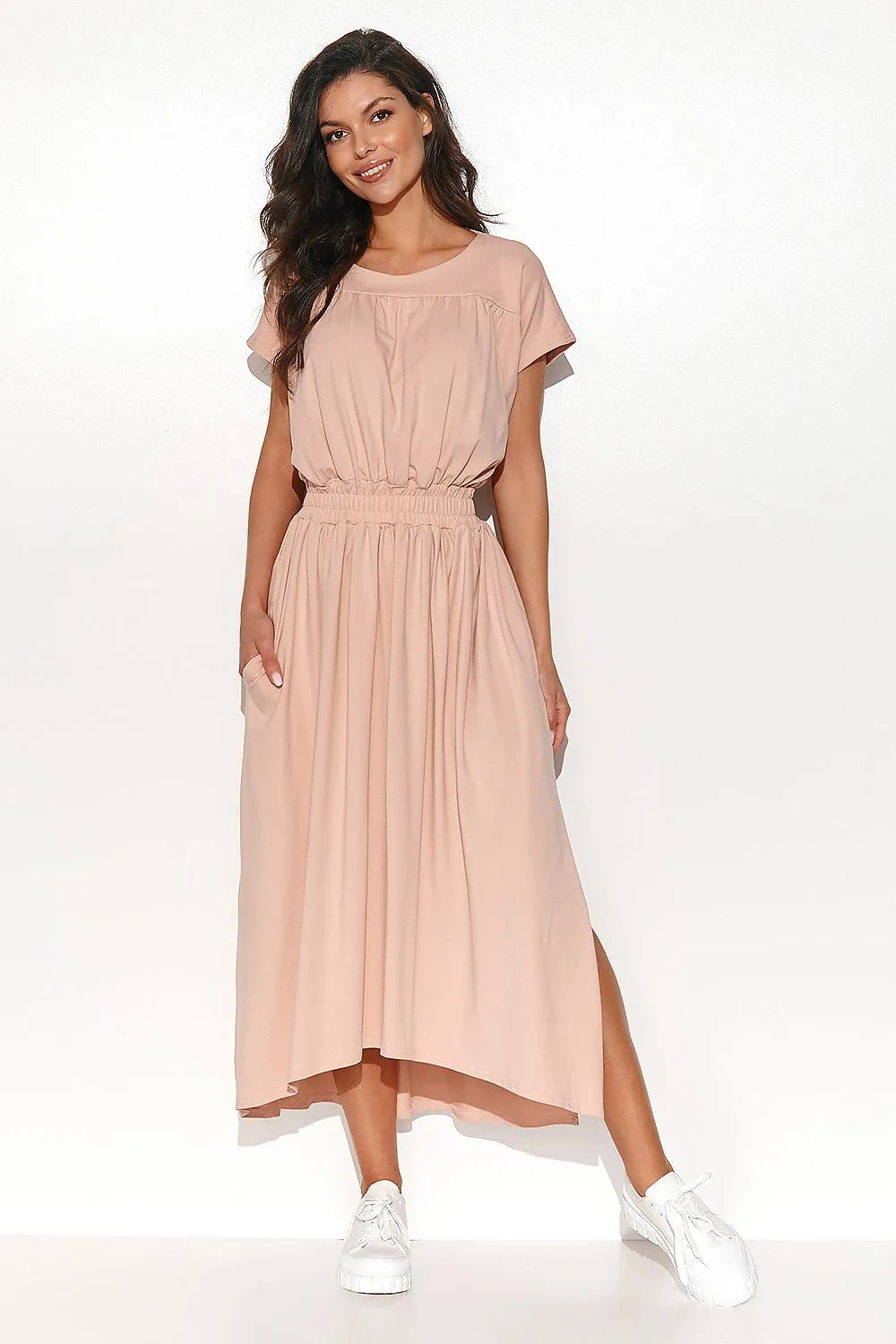 Draped Asymmetrical Midi Dress