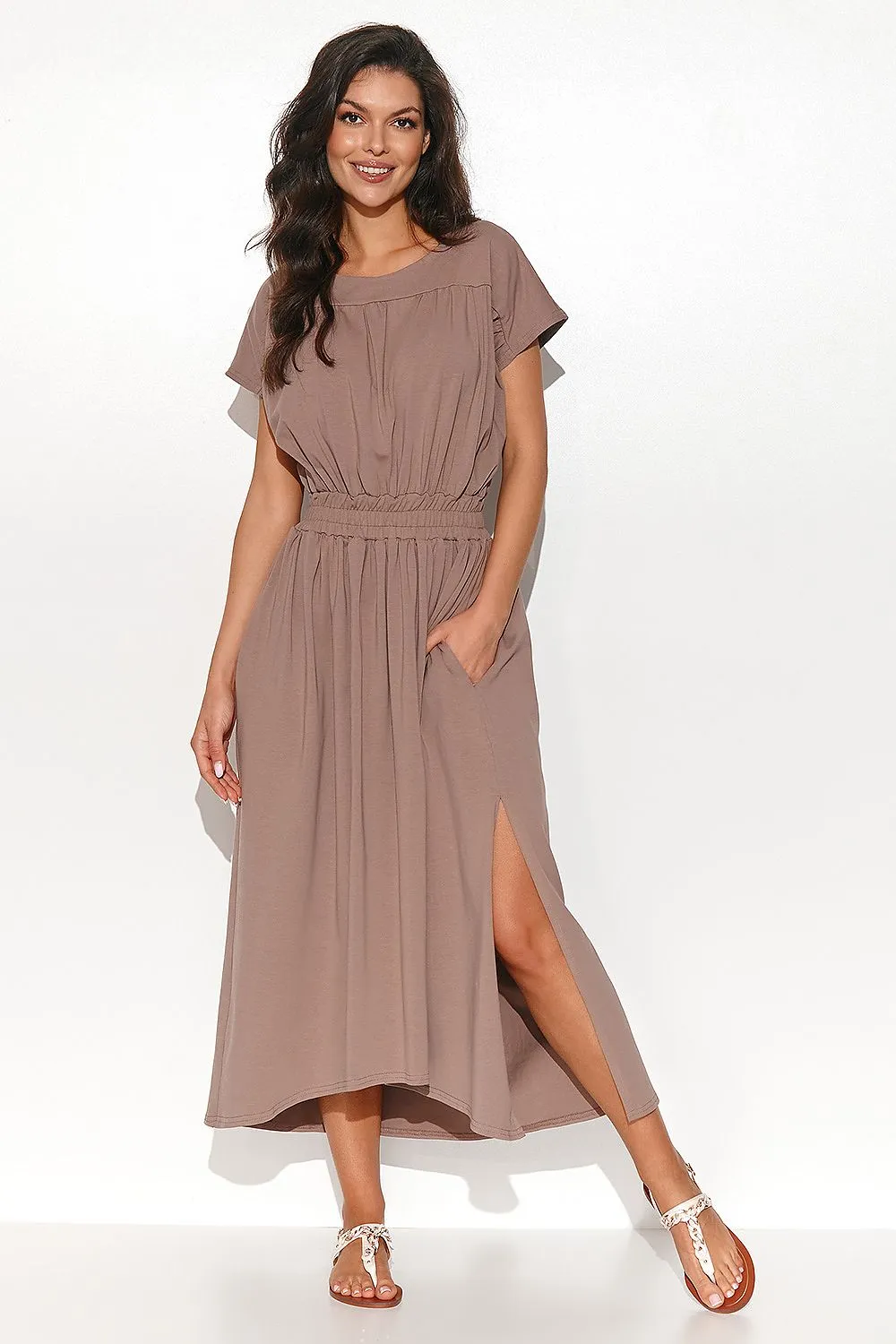 Draped Asymmetrical Midi Dress