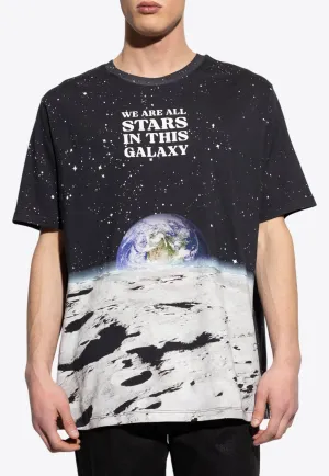 Earth and Stars Print T-shirt