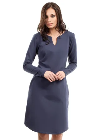 Elegant A-Line Split Neck Dress
