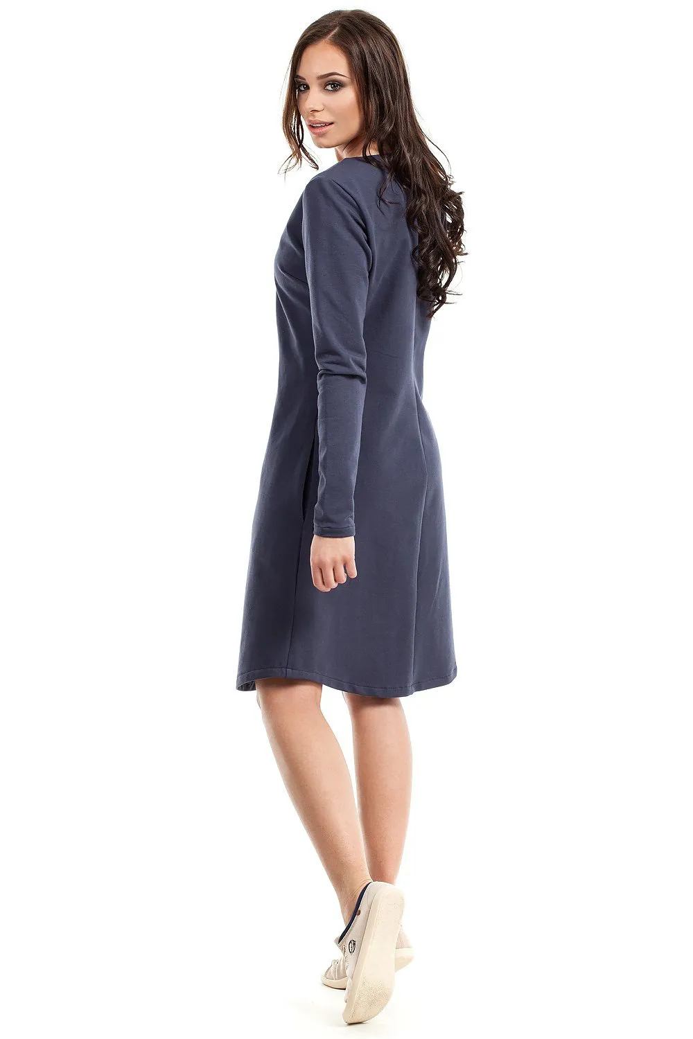 Elegant A-Line Split Neck Dress