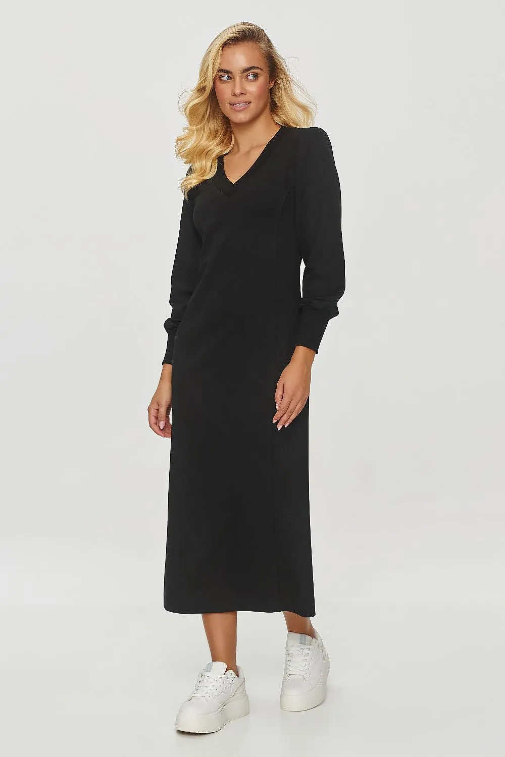 Elegant V-Neck Midi Dress