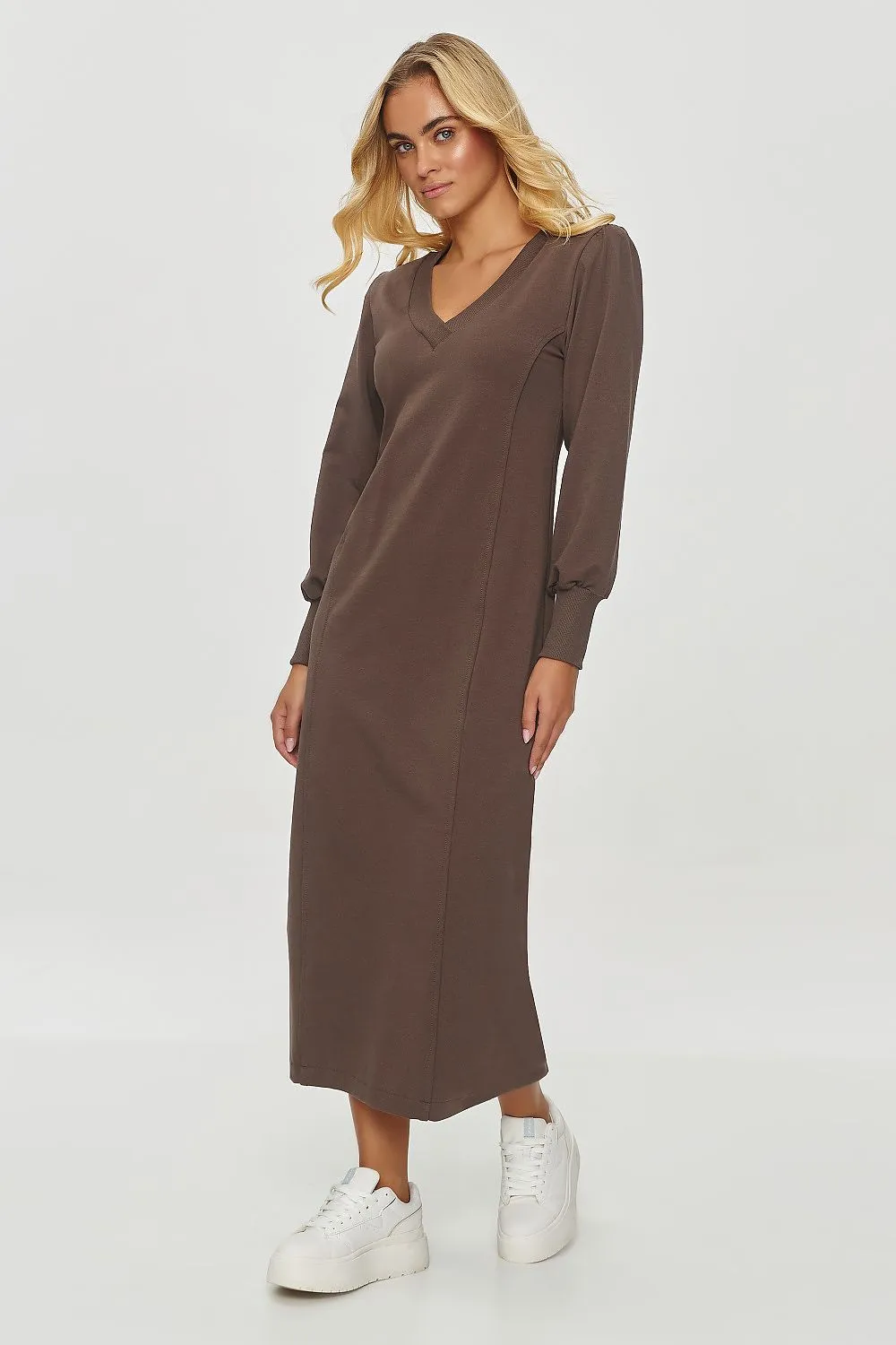 Elegant V-Neck Midi Dress