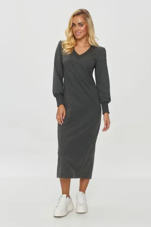 Elegant V-Neck Midi Dress