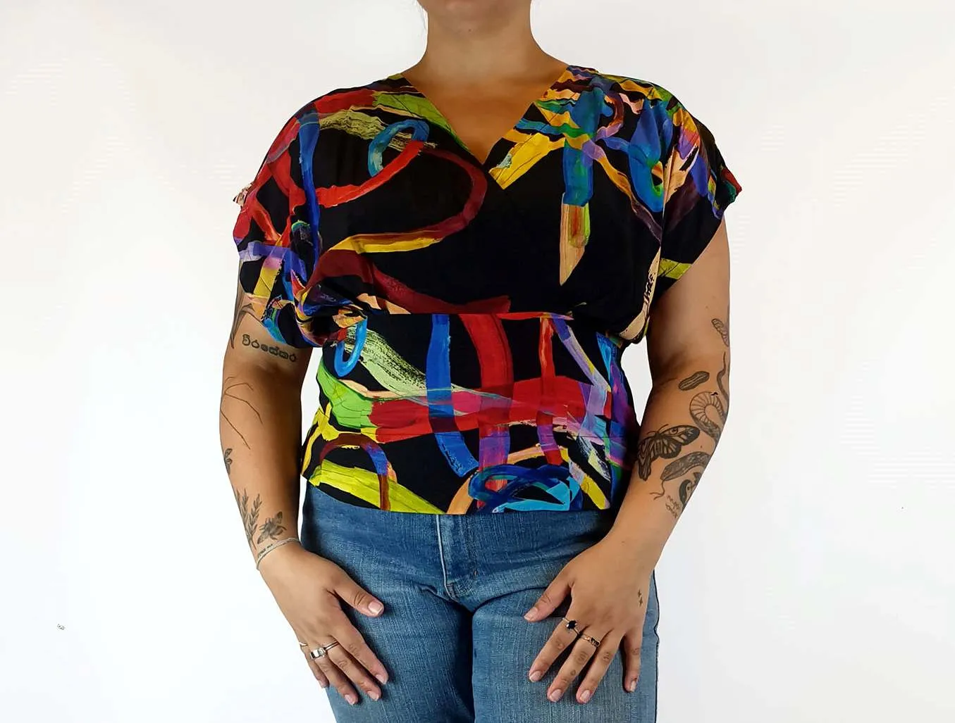 Elk colourful wrap style top size 16
