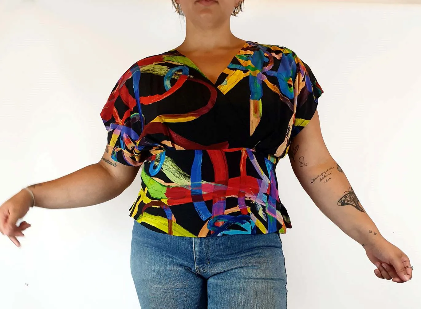Elk colourful wrap style top size 16
