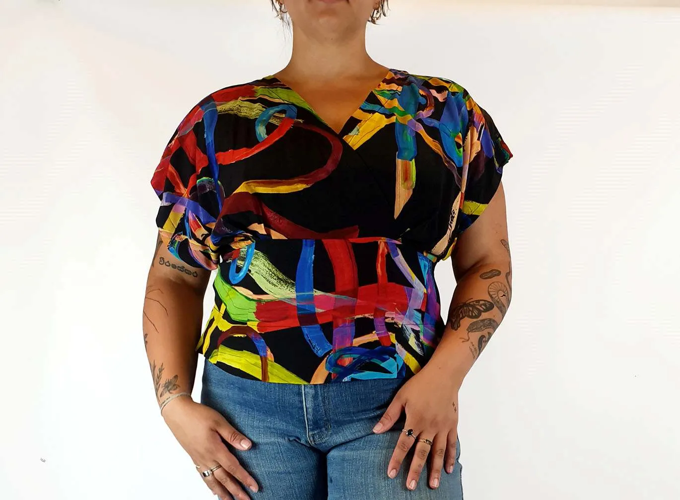 Elk colourful wrap style top size 16